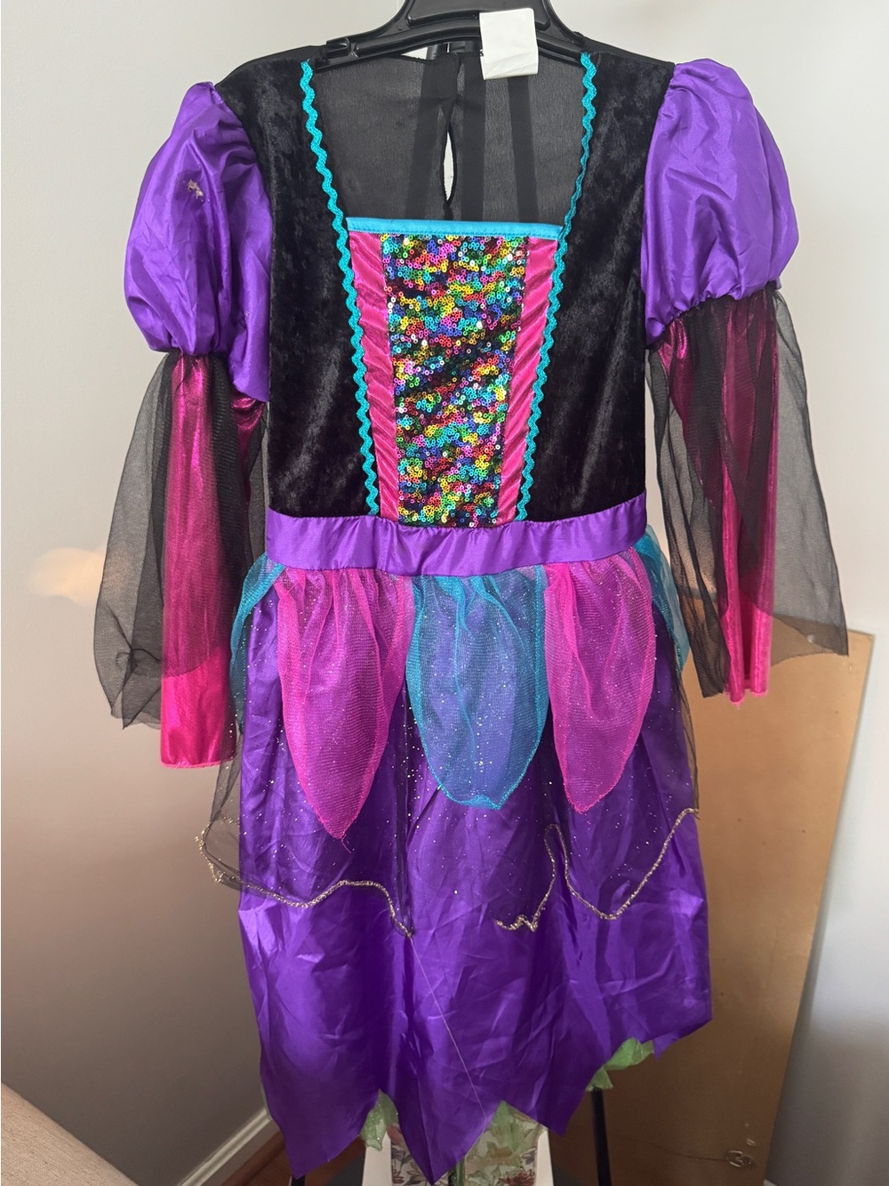 Kids' Multicolor Witch Halloween Costume Dress & Hat Size 10-12- $18